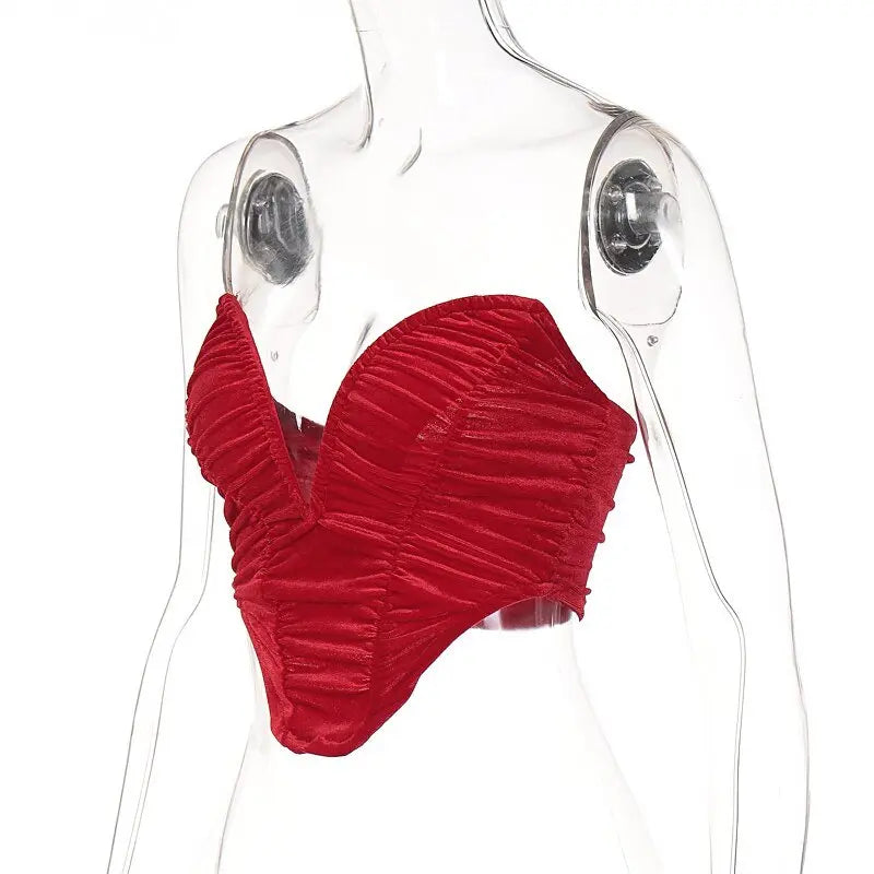 Sleeveless Slash Neck Draped Crop Top Solid Elegant Shirt - Blade & Thread