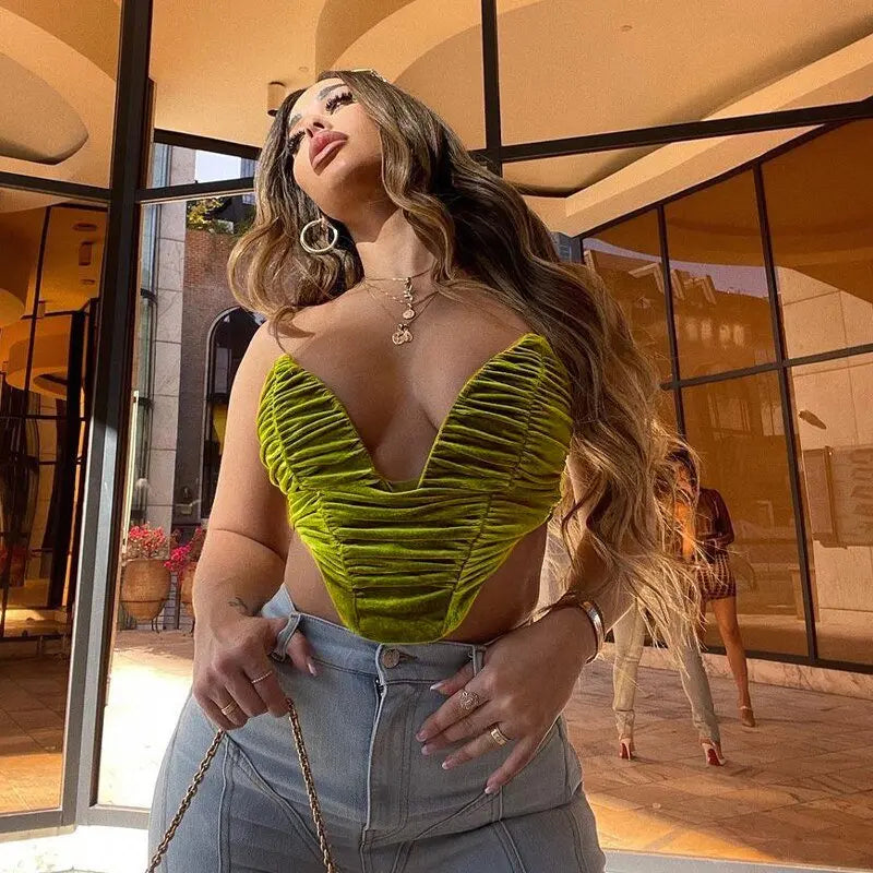 Sleeveless Slash Neck Draped Crop Top Solid Elegant Shirt - Blade & Thread