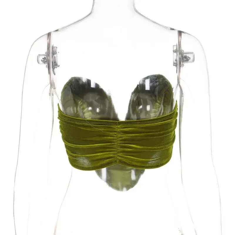 Sleeveless Slash Neck Draped Crop Top Solid Elegant Shirt - Blade & Thread
