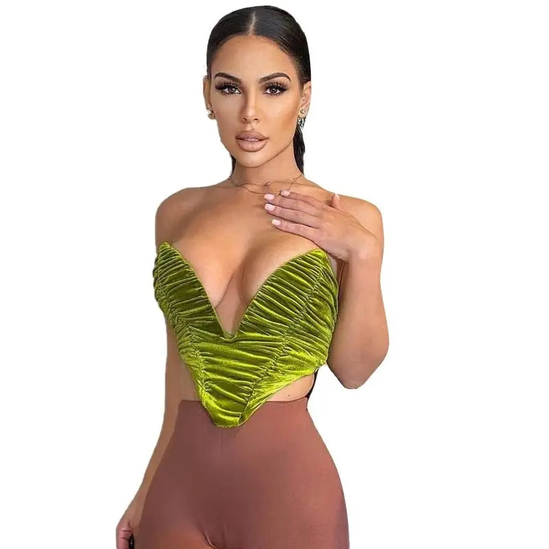 Sleeveless Slash Neck Draped Crop Top Solid Elegant Shirt - Blade & Thread
