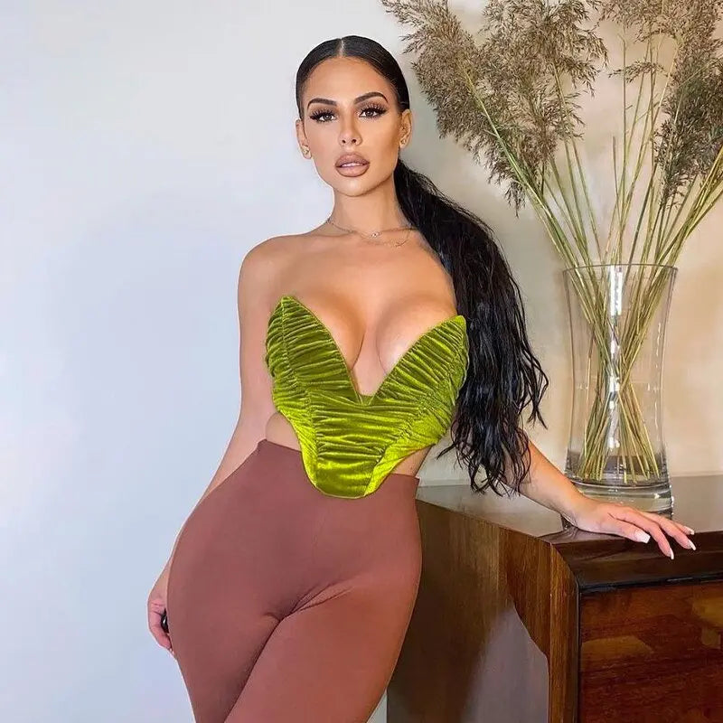 Sleeveless Slash Neck Draped Crop Top Solid Elegant Shirt - Blade & Thread