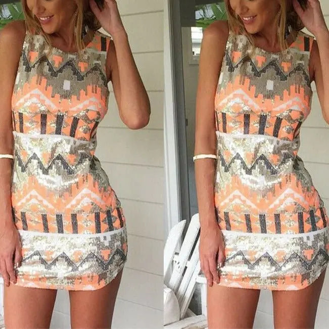 Sleeveless Slim Fitting Mini Dress Fashion Holiday Daily Leisure Beach Party Sheath Dress - Blade & Thread