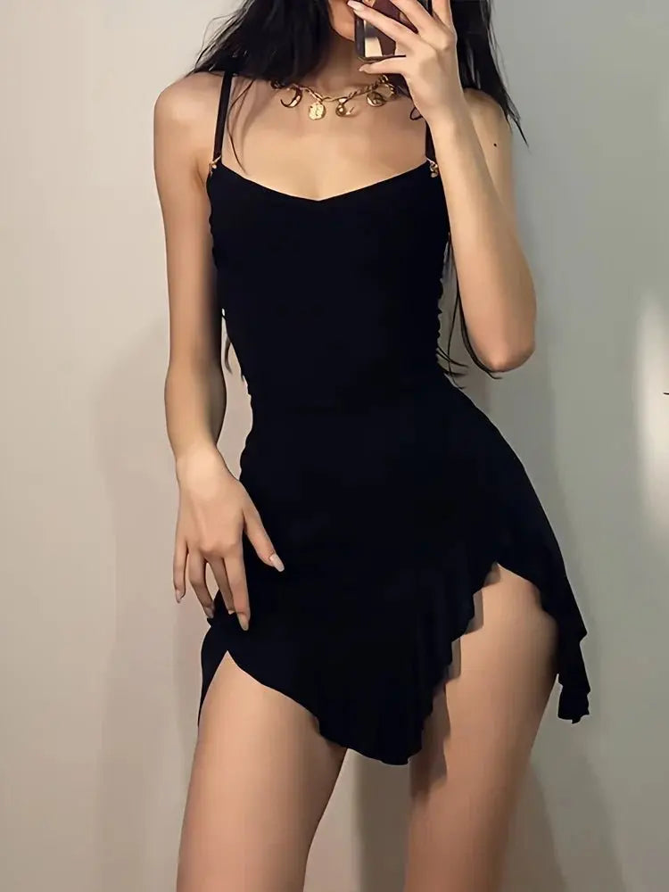 Sleeveless Strap Backless Folds Split Bodycon - Blade & Thread