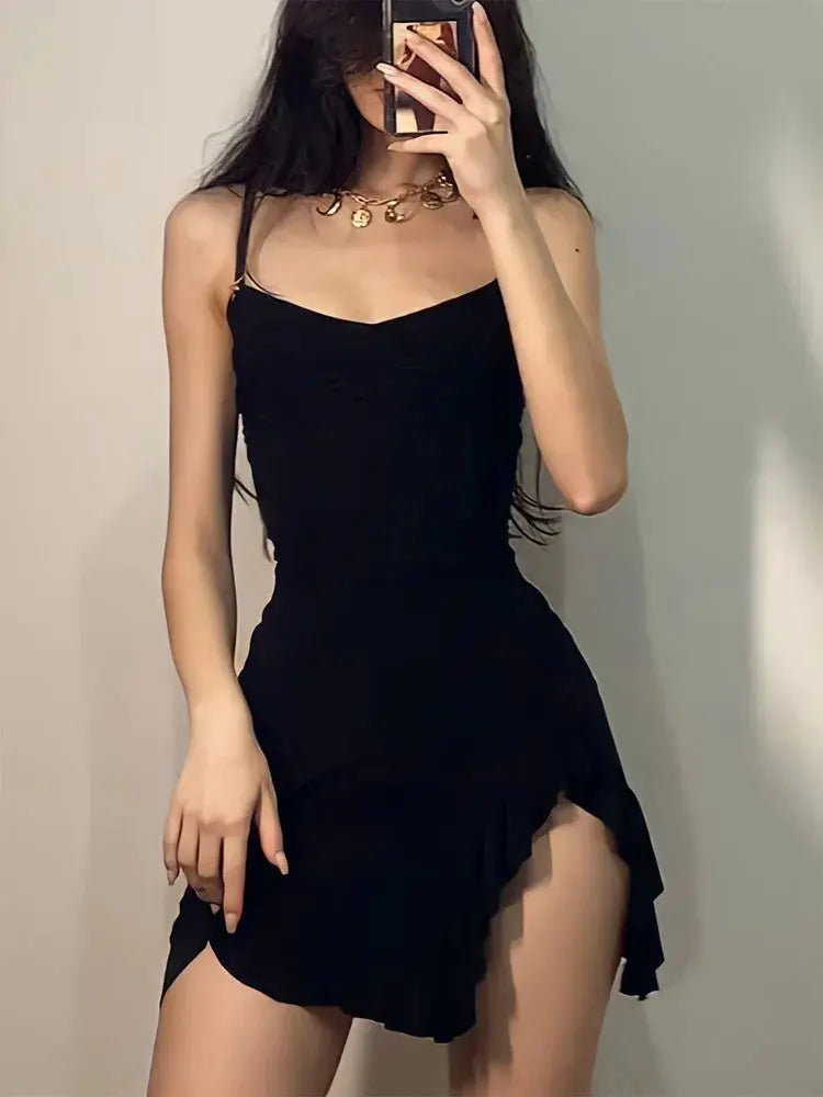 Sleeveless Strap Backless Folds Split Bodycon - Blade & Thread