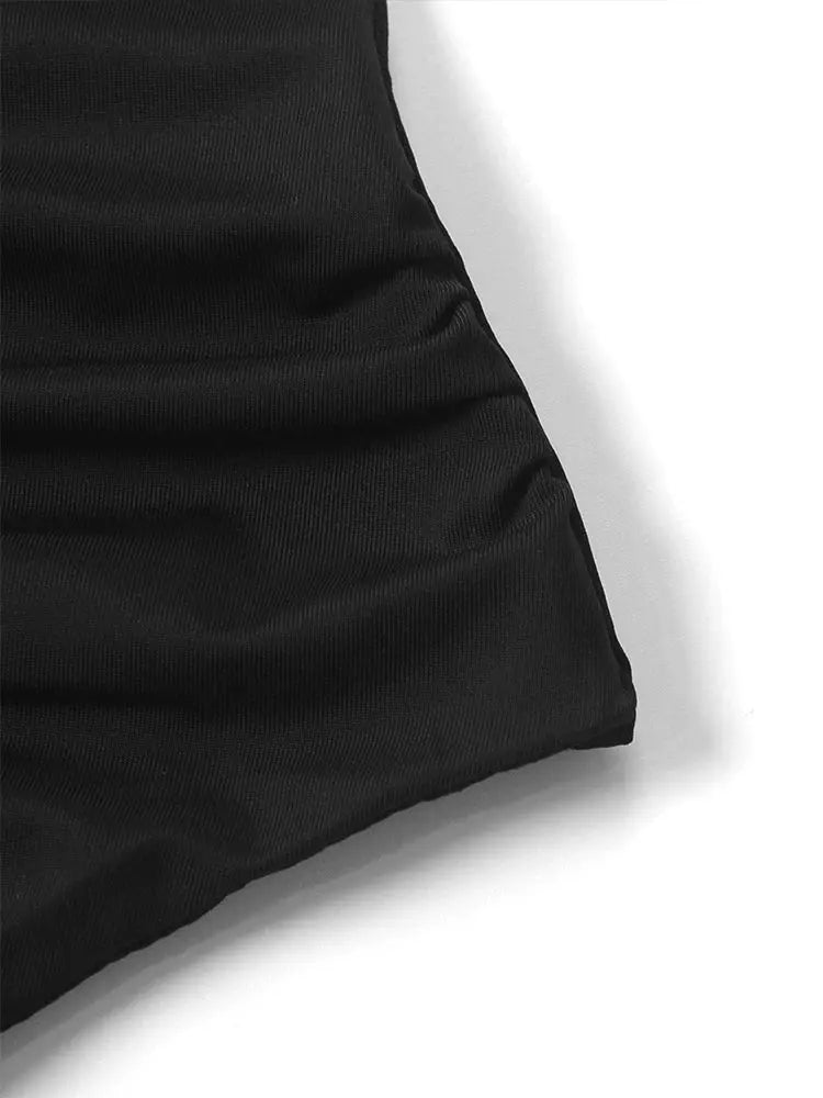 Sleeveless Strap Backless Folds Split Bodycon - Blade & Thread