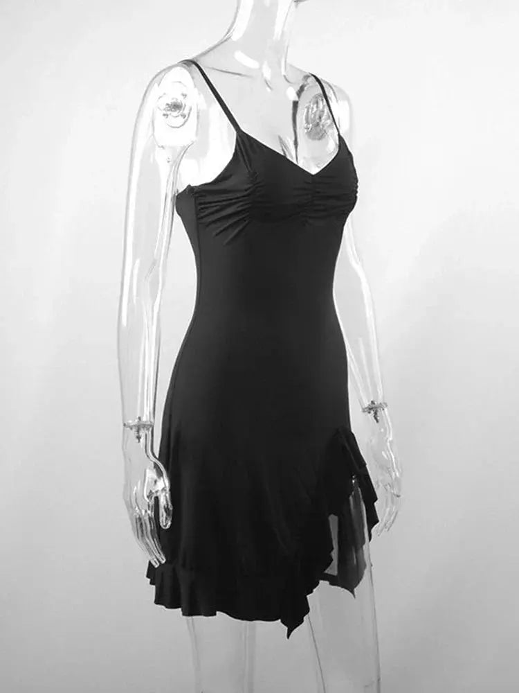 Sleeveless Strap Backless Folds Split Bodycon - Blade & Thread