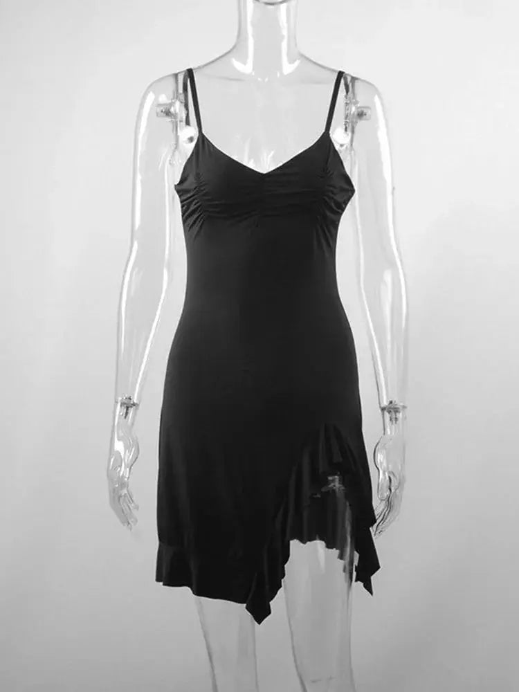 Sleeveless Strap Backless Folds Split Bodycon - Blade & Thread