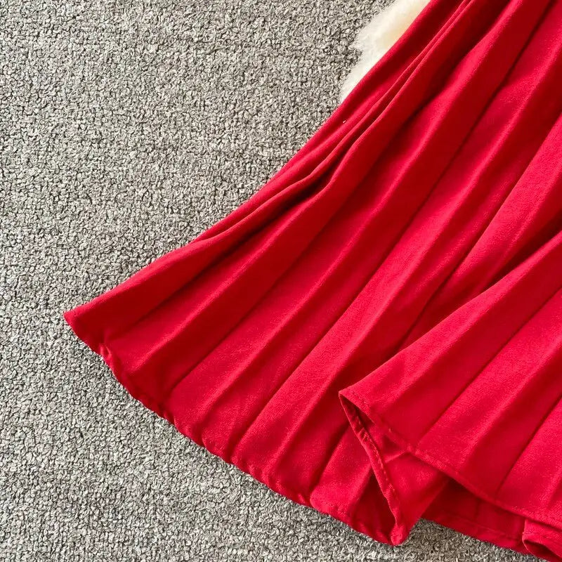 Slim Dress Elegant A Line V Neck Puff Sleeve Chiffon Pullover Mid-Calf Dresses - Blade & Thread