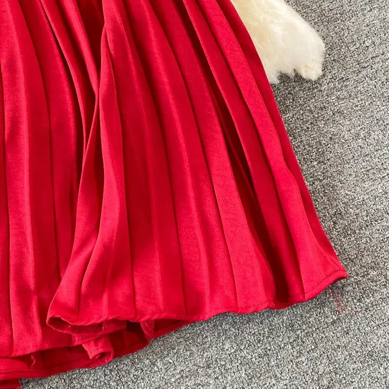 Slim Dress Elegant A Line V Neck Puff Sleeve Chiffon Pullover Mid-Calf Dresses - Blade & Thread