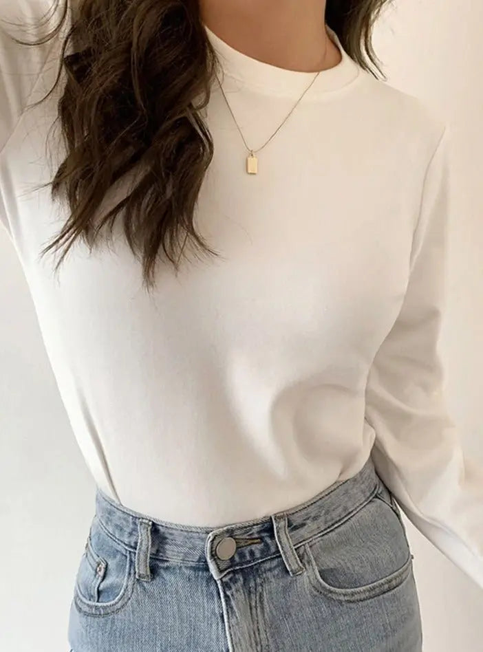 Slim Fit Autumn Winter Bottoming Pullovers Shirt Female Casual Basic Tops Goth - Blade & Thread