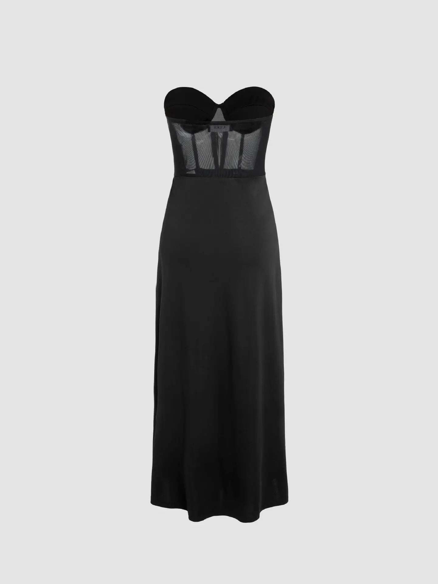 Slim Fit Bandeau Waist Mesh Slit Bandeau Dress - Blade & Thread