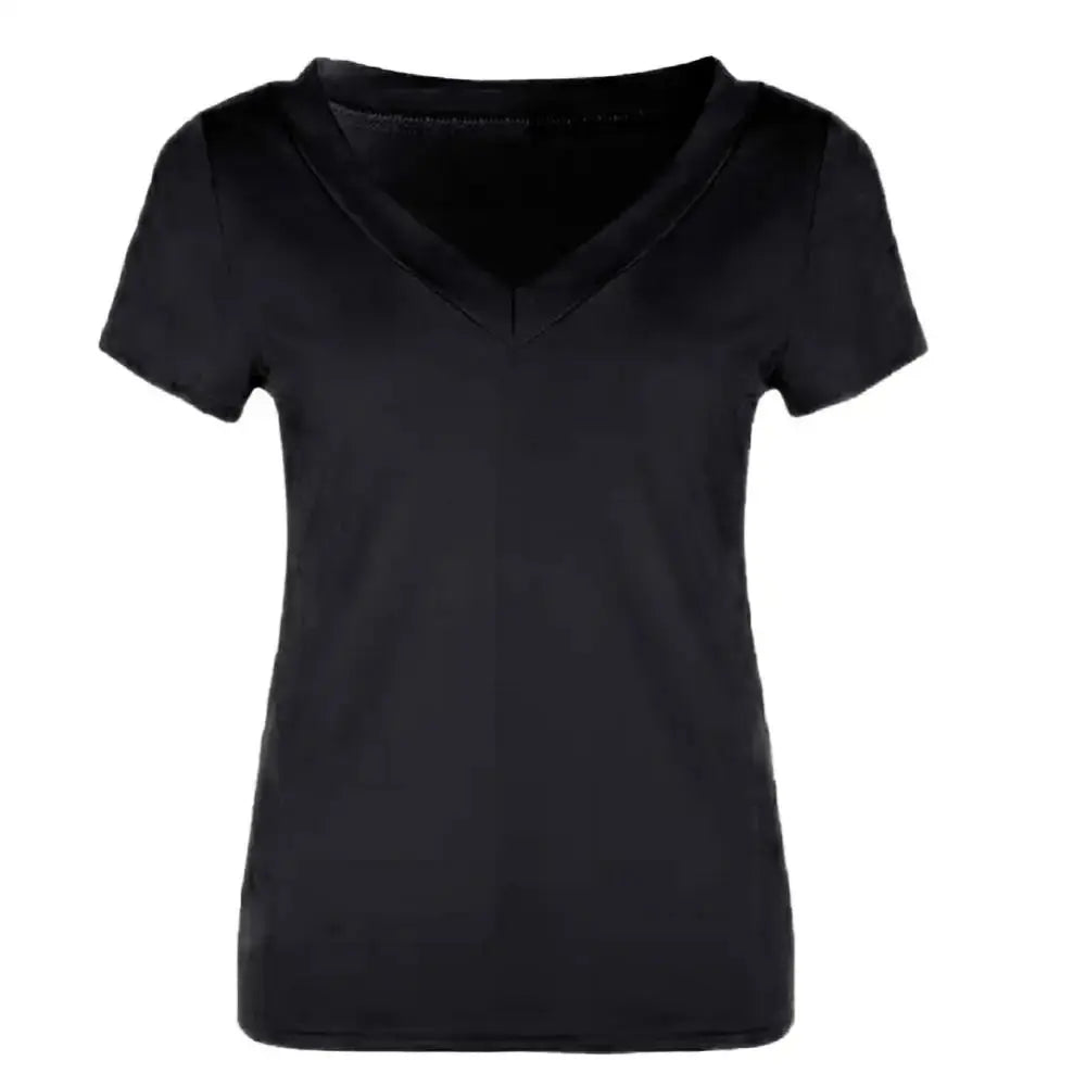 Slim Fit Plus Size T-Shirt Women Top Solid Color Short Sleeve - Blade & Thread