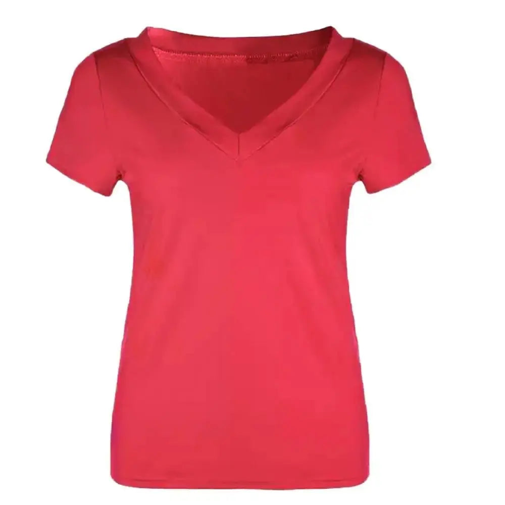 Slim Fit Plus Size T-Shirt Women Top Solid Color Short Sleeve - Blade & Thread