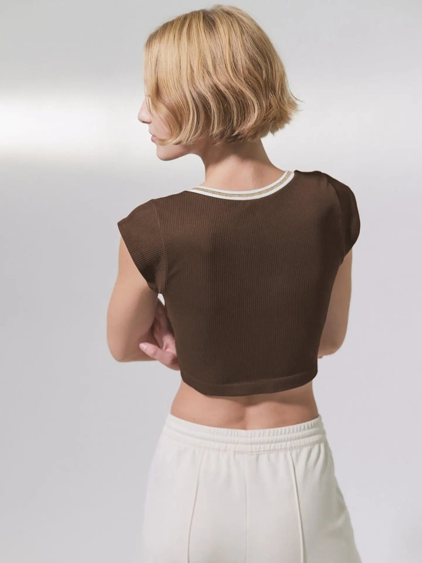 Slim Fit Ultra Short Sexy Spicy Girls Top Knitted Thread T-shirt - Blade & Thread
