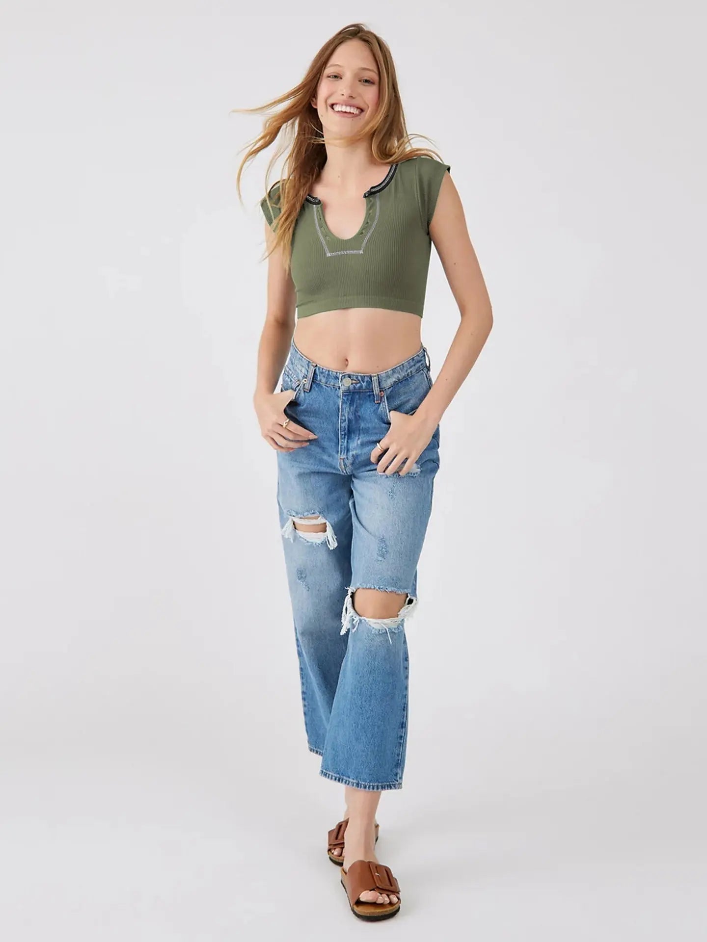 Slim Fit Ultra Short Sexy Spicy Girls Top Knitted Thread T-shirt - Blade & Thread