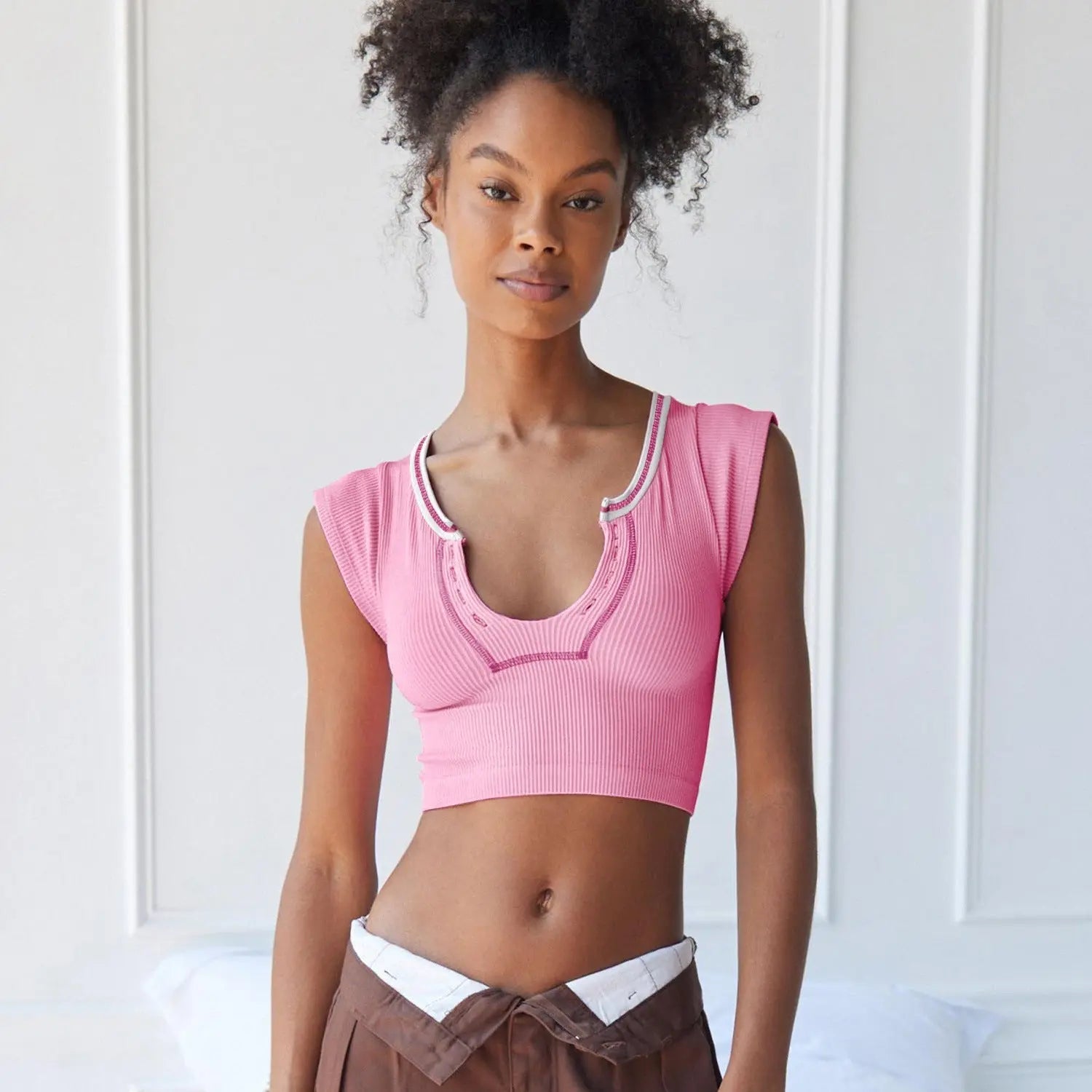 Slim Fit Ultra Short Sexy Spicy Girls Top Knitted Thread T-shirt - Blade & Thread