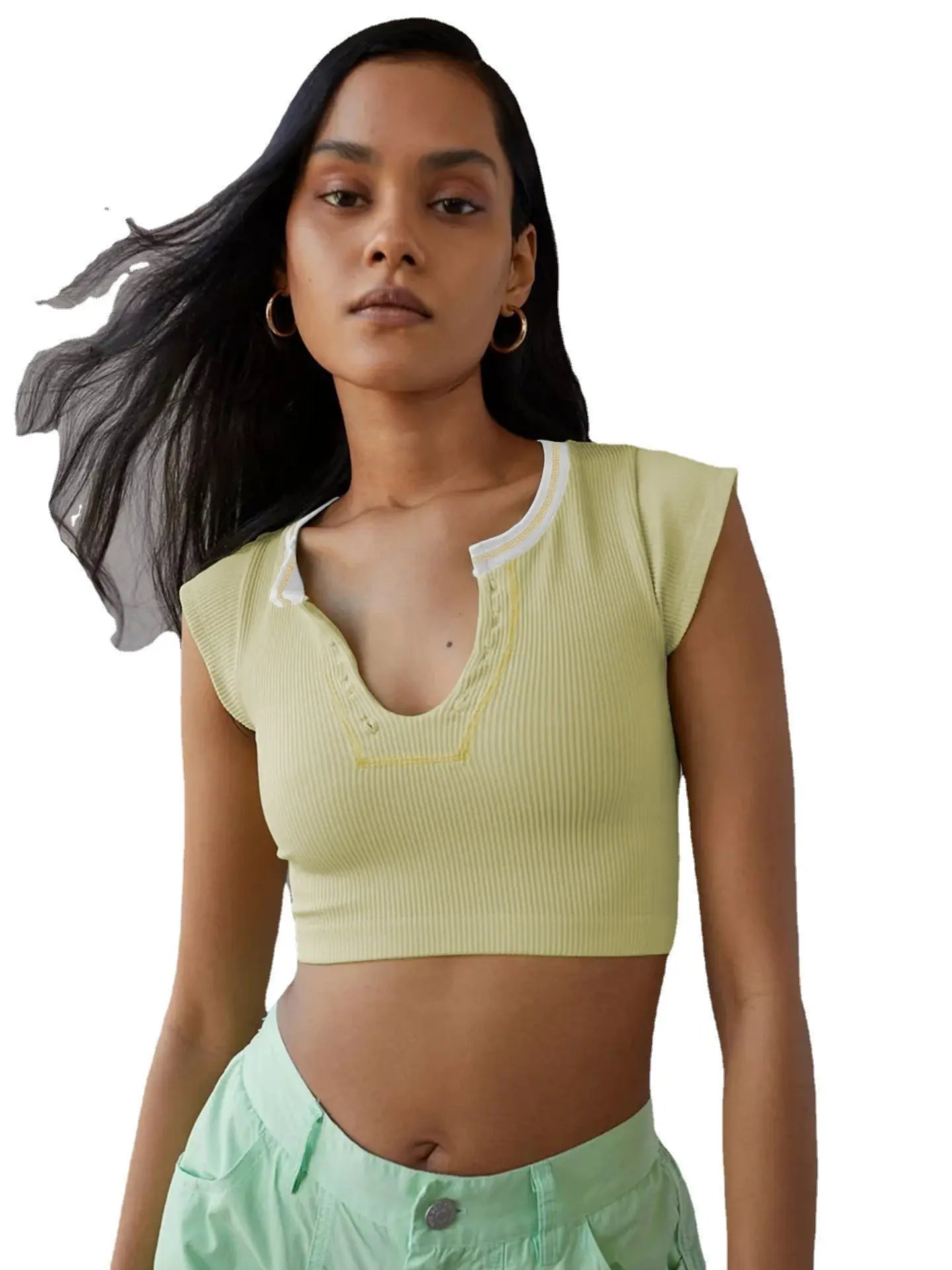 Slim Fit Ultra Short Sexy Spicy Girls Top Knitted Thread T-shirt - Blade & Thread