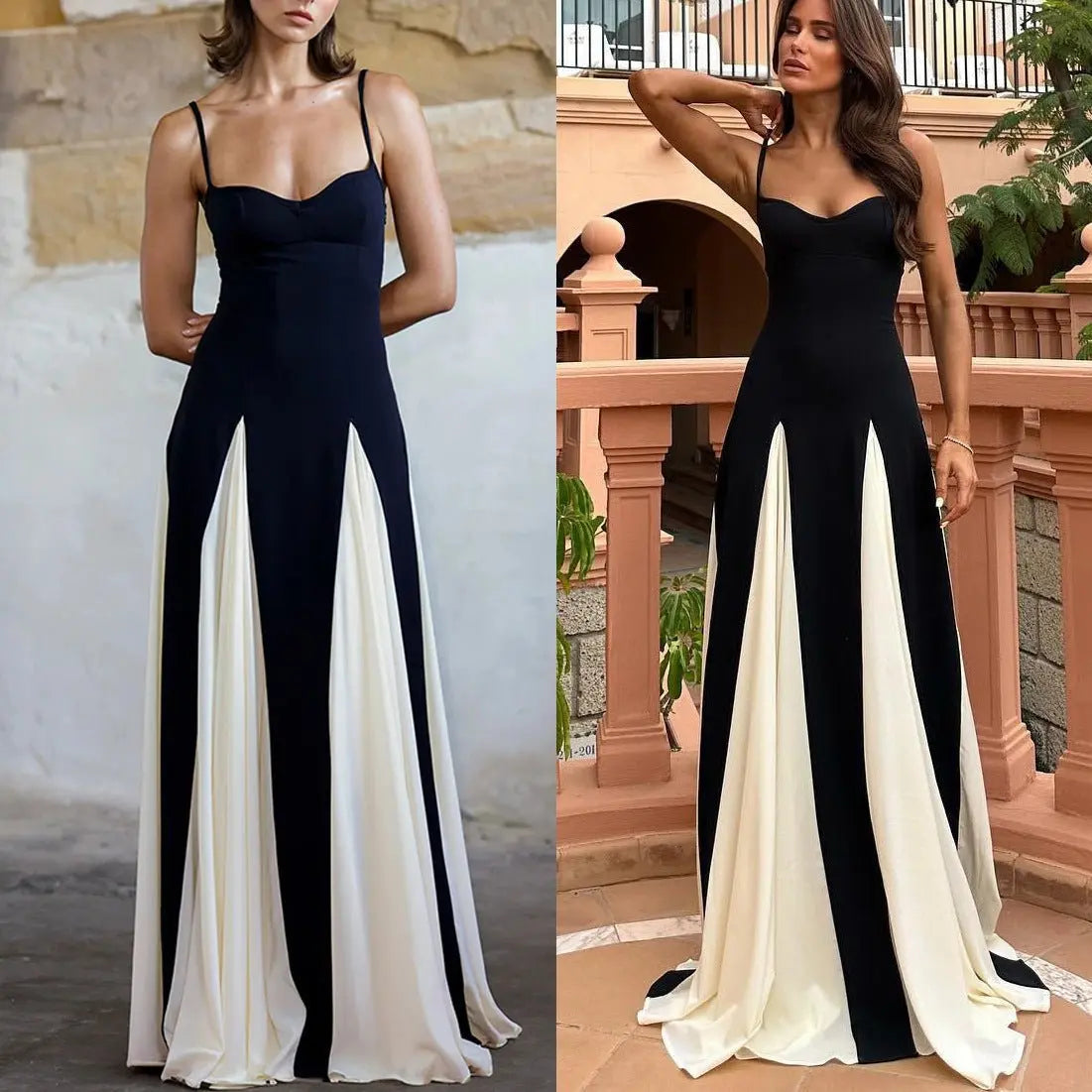 Sling contrast color dress - Blade & Thread