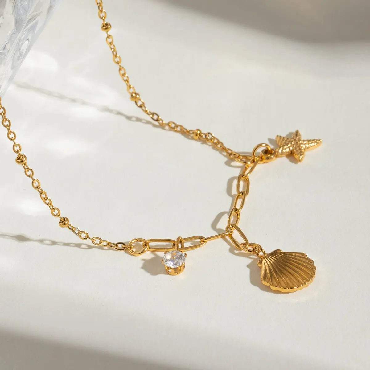 Small starfish shell zircon necklace - Blade & Thread