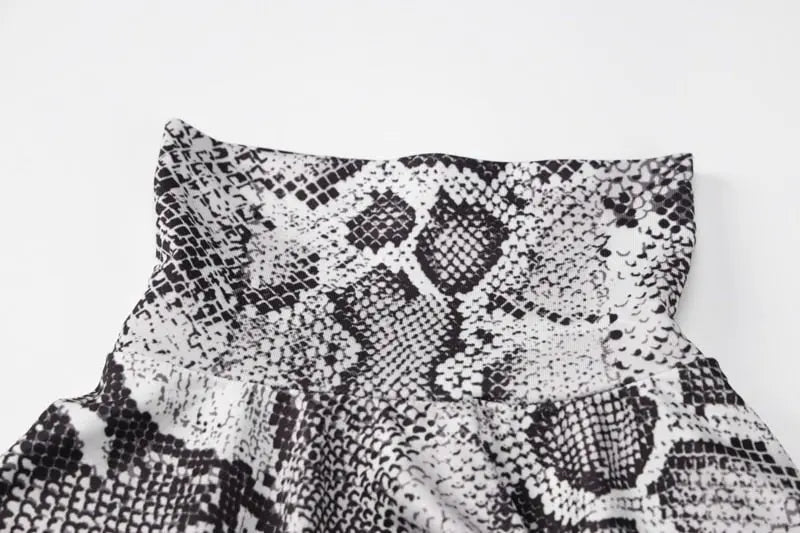 Snake Print Turtleneck Long Sleeve Zip Up Sexy Bodycon Jumpsuit Streetwear - Blade & Thread