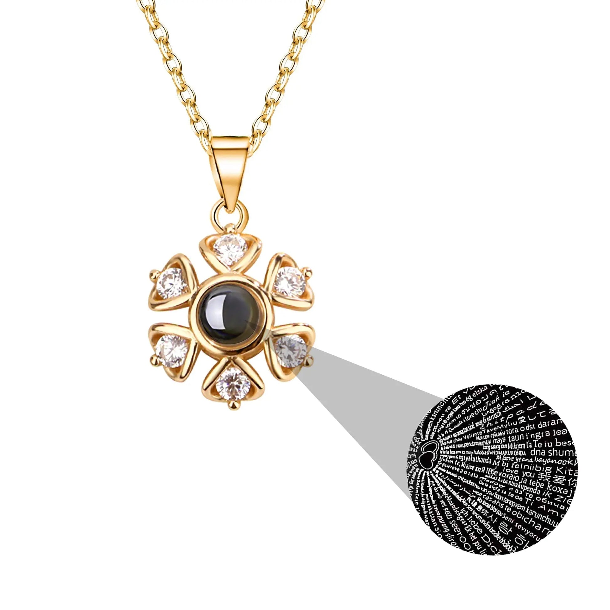 Snow projection necklace with customizable photos Projection Necklace - Blade & Thread