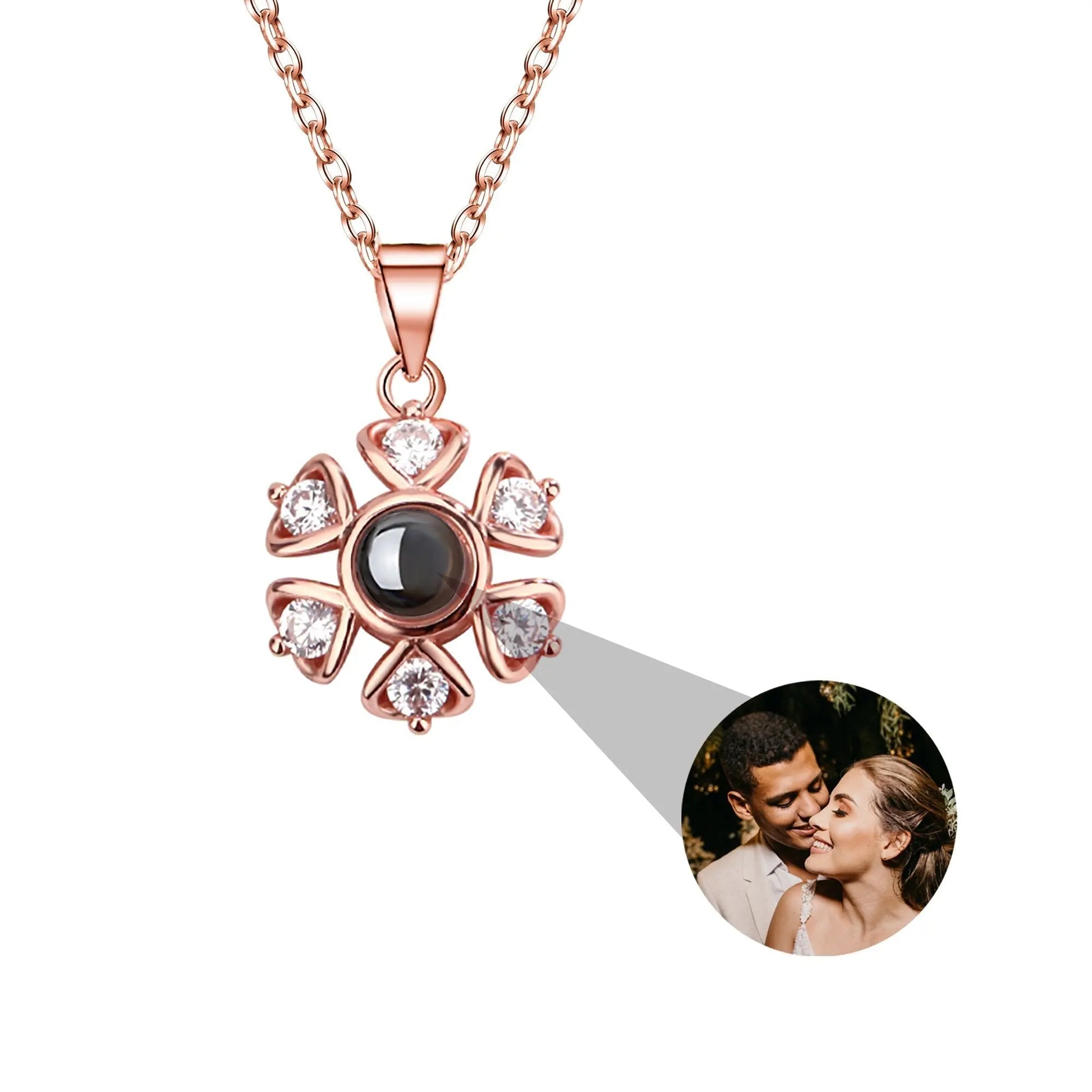 Snow projection necklace with customizable photos Projection Necklace - Blade & Thread
