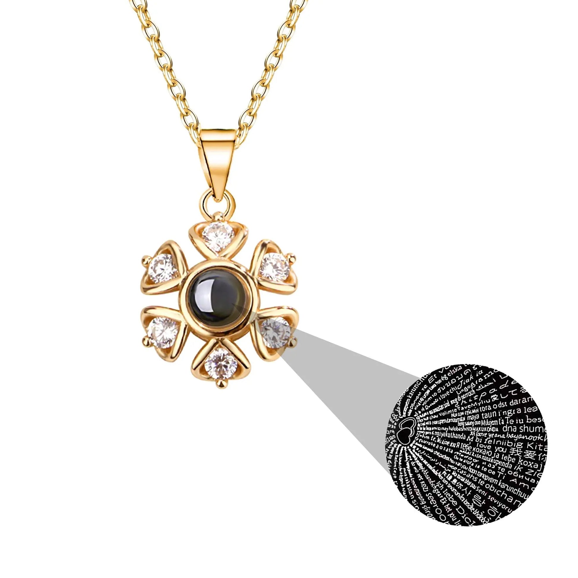 Snow projection necklace with customizable photos Projection Necklace - Blade & Thread