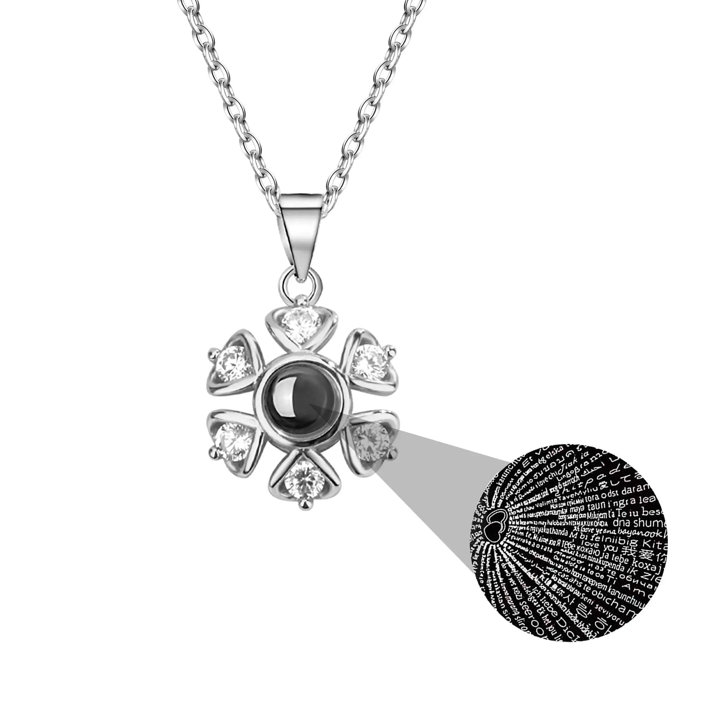 Snow projection necklace with customizable photos Projection Necklace - Blade & Thread