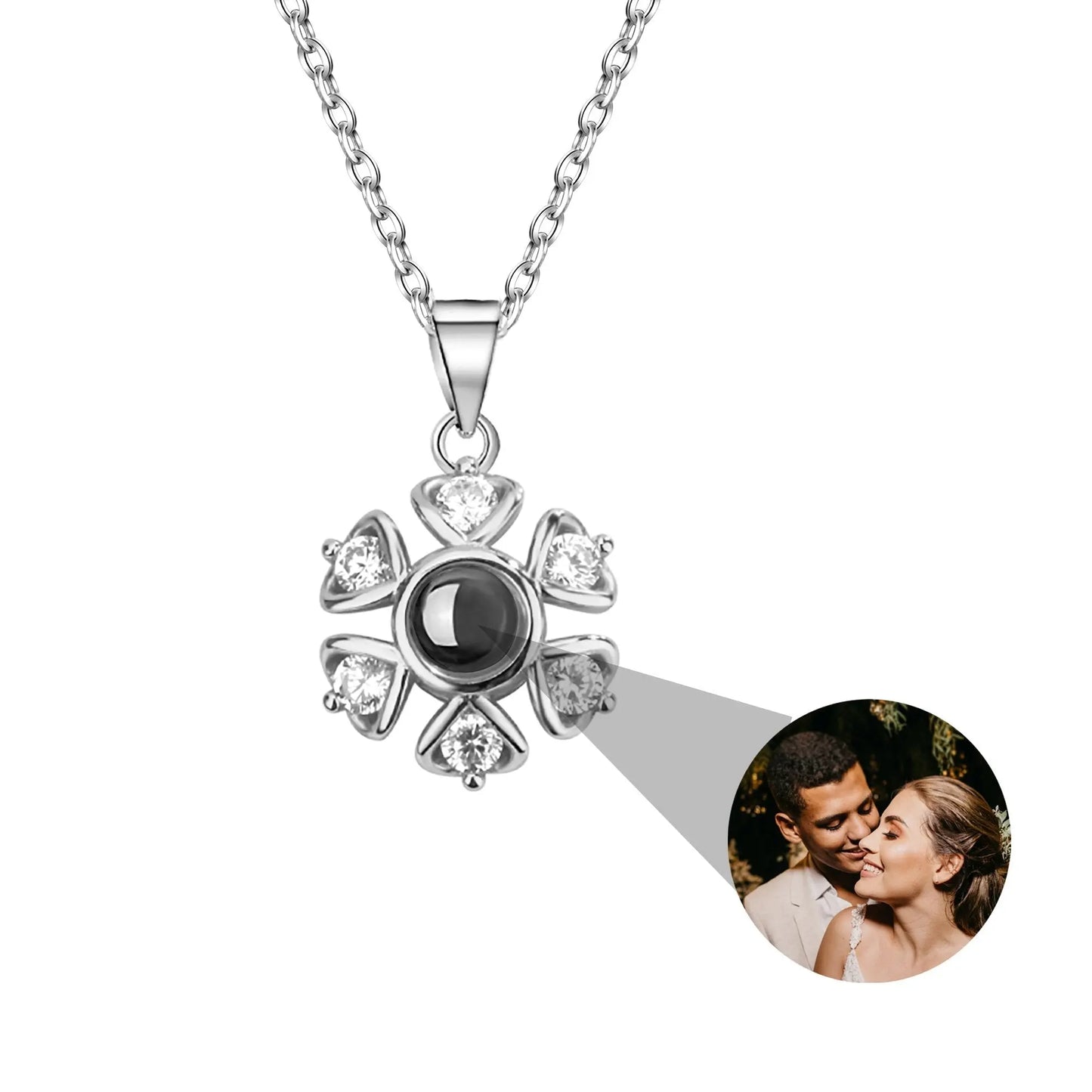 Snow projection necklace with customizable photos Projection Necklace - Blade & Thread