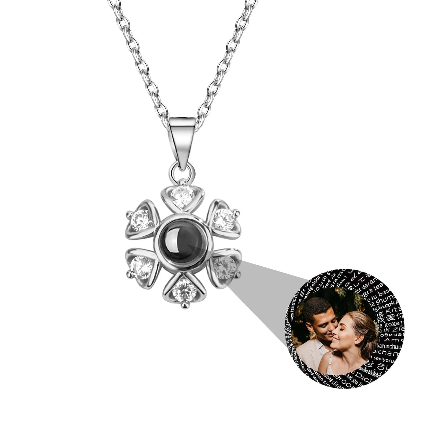 Snow projection necklace with customizable photos Projection Necklace - Blade & Thread