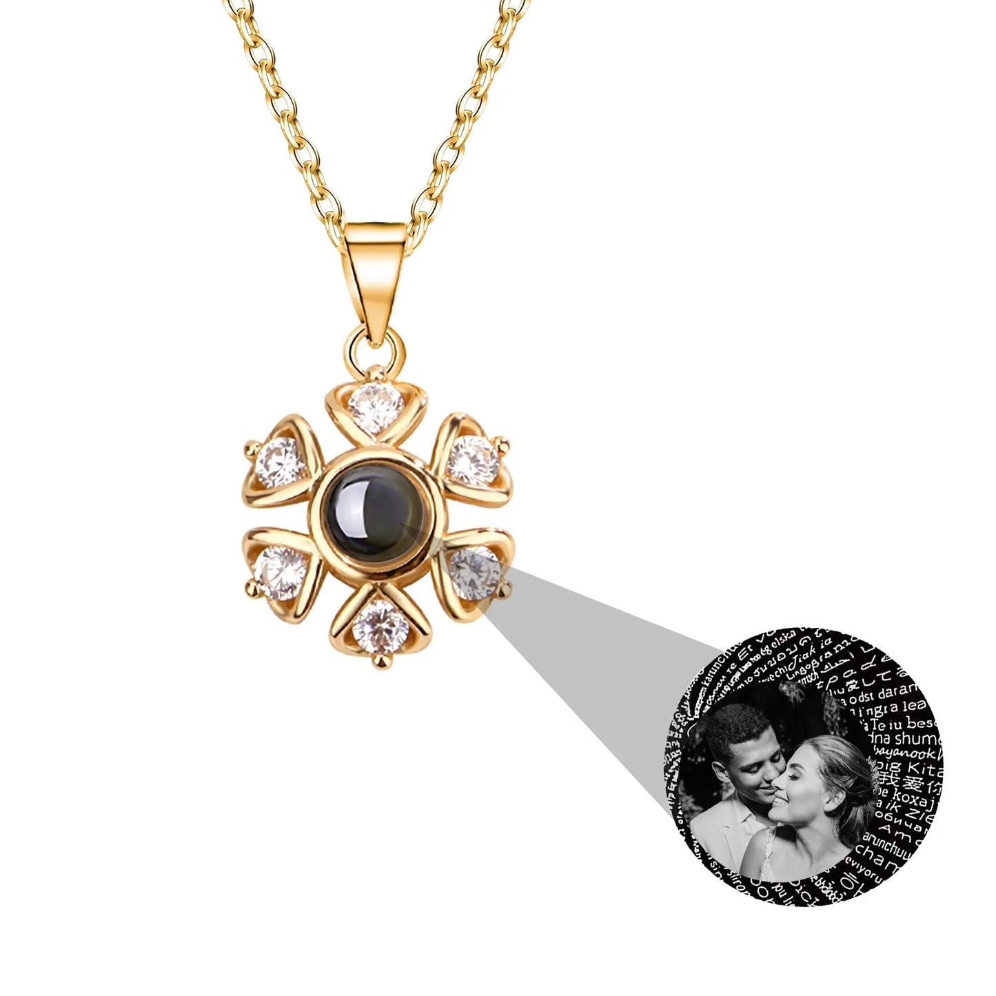Snow projection necklace with customizable photos Projection Necklace - Blade & Thread