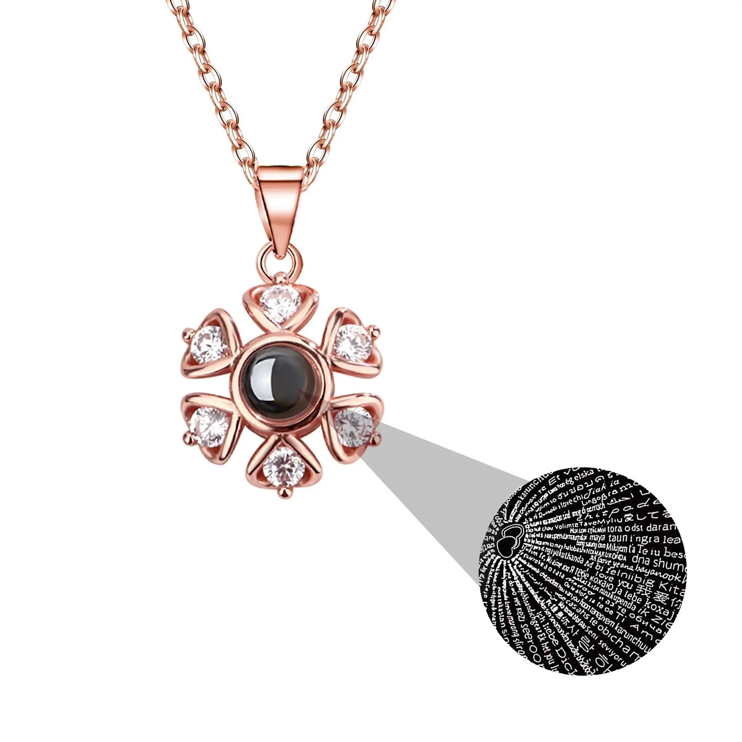 Snow projection necklace with customizable photos Projection Necklace - Blade & Thread