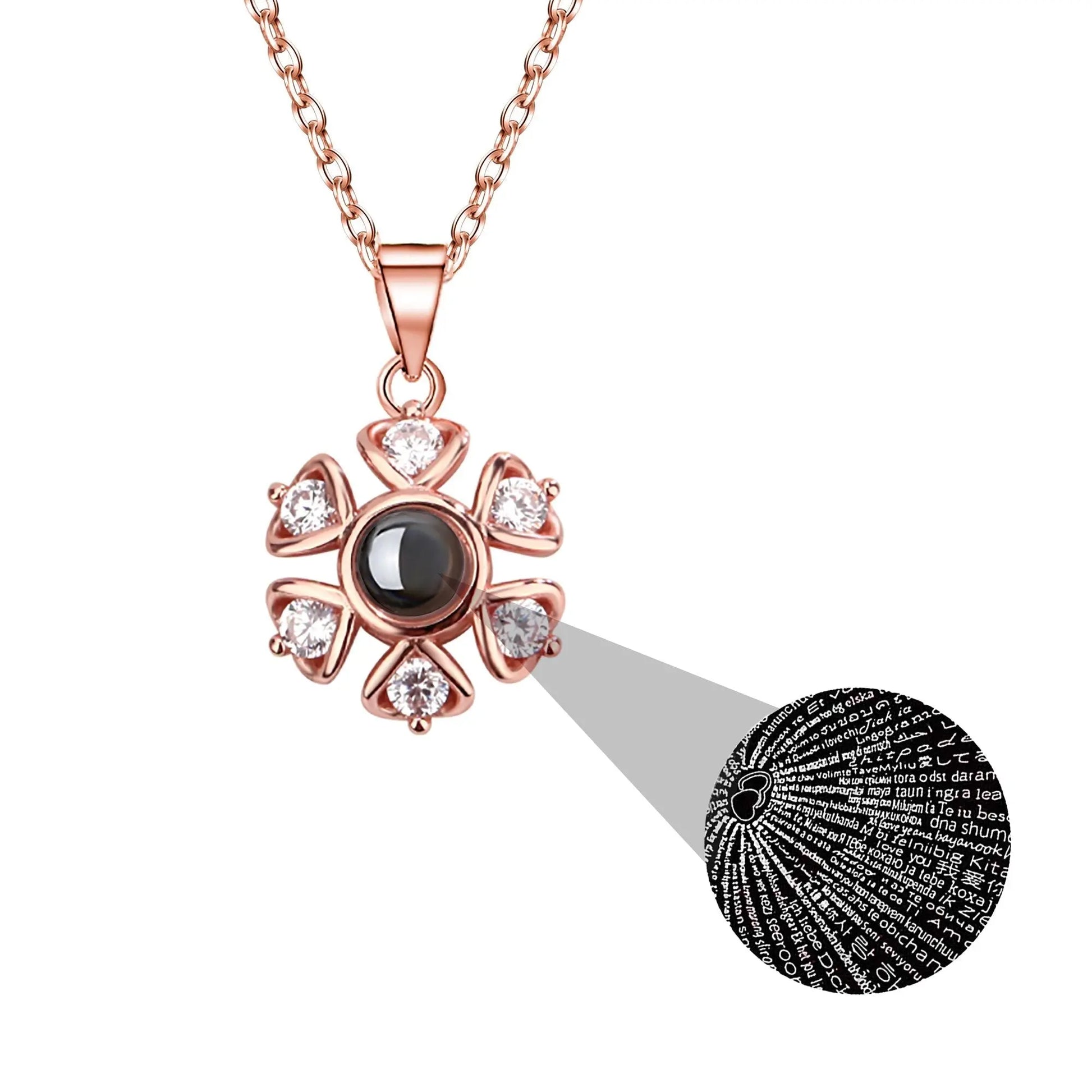Snow projection necklace with customizable photos Projection Necklace - Blade & Thread