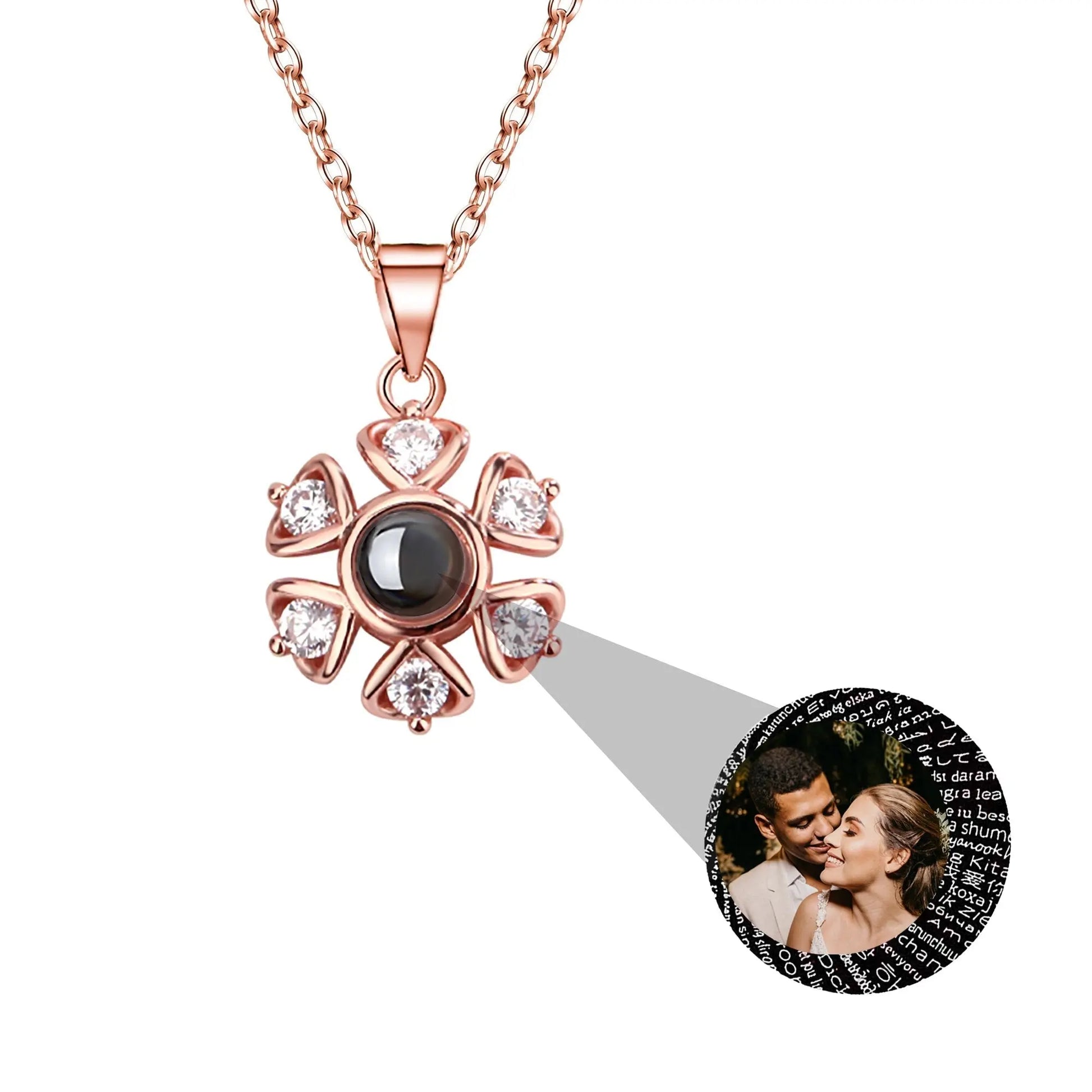 Snow projection necklace with customizable photos Projection Necklace - Blade & Thread