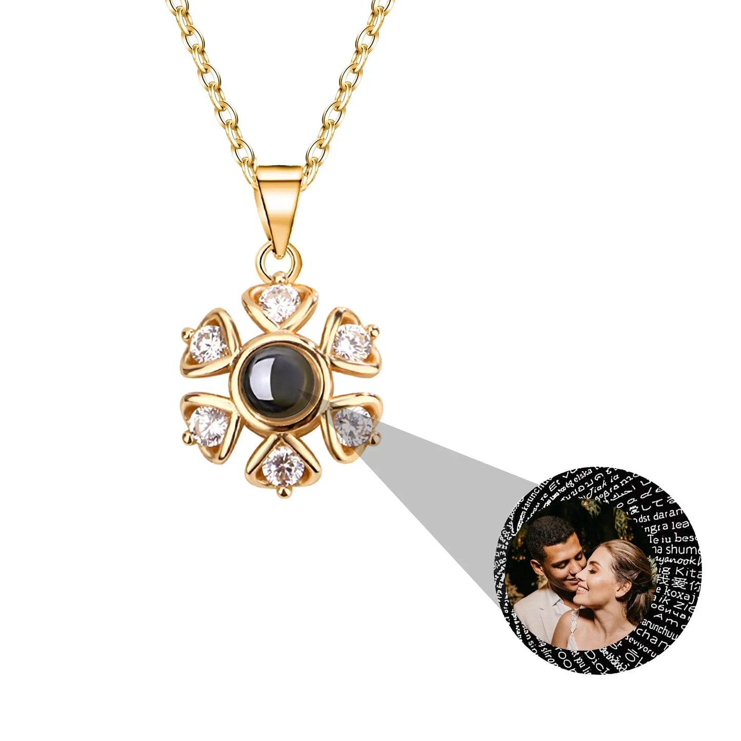 Snow projection necklace with customizable photos Projection Necklace - Blade & Thread