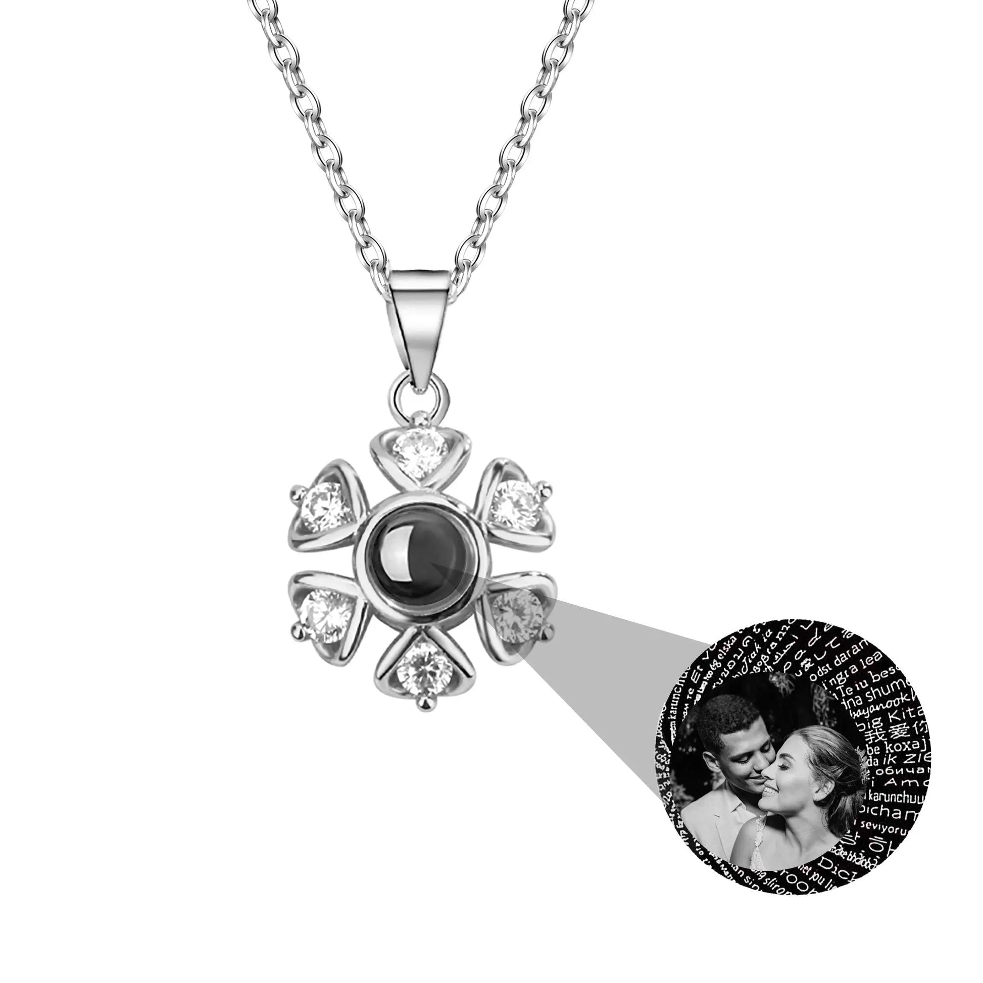 Snow projection necklace with customizable photos Projection Necklace - Blade & Thread