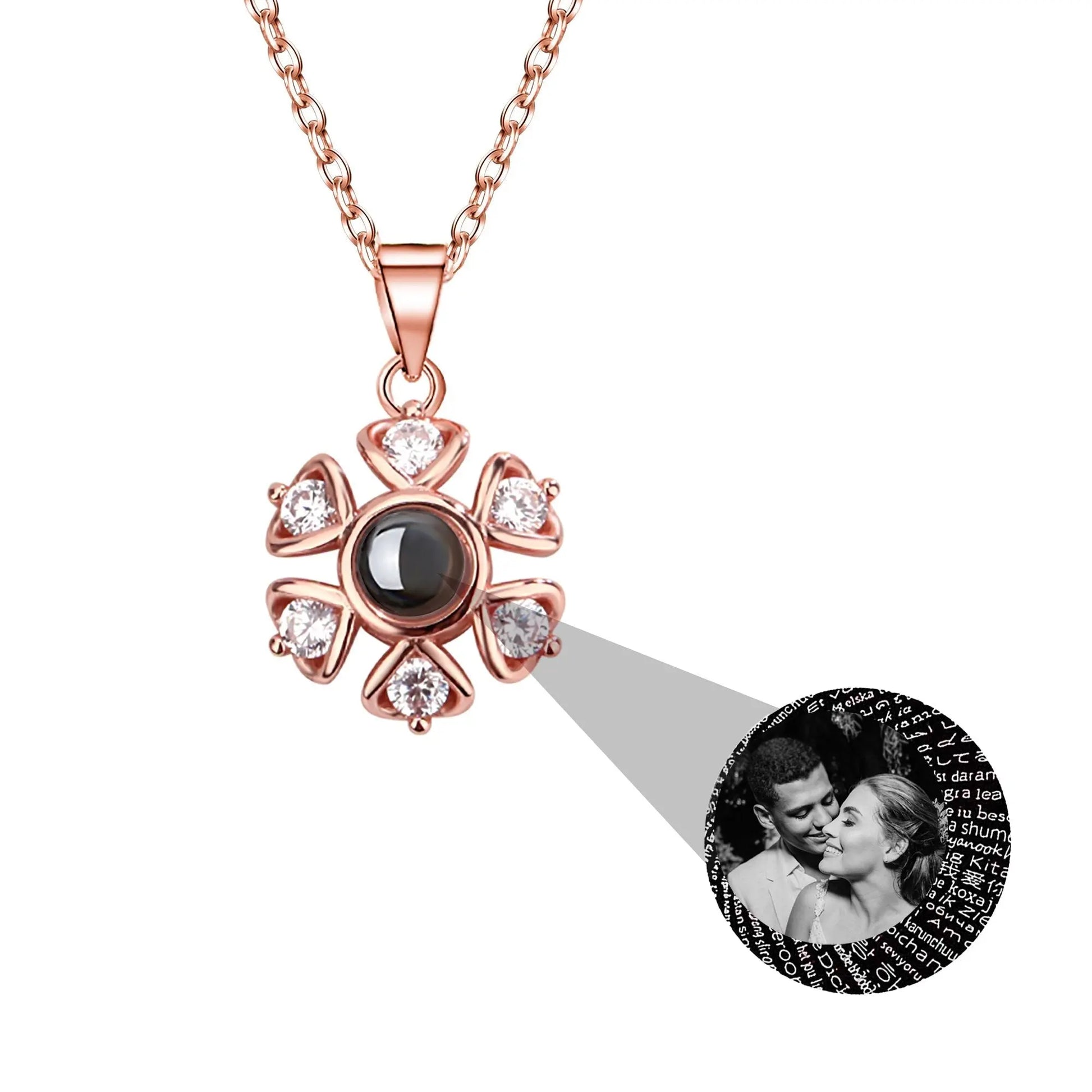 Snow projection necklace with customizable photos Projection Necklace - Blade & Thread