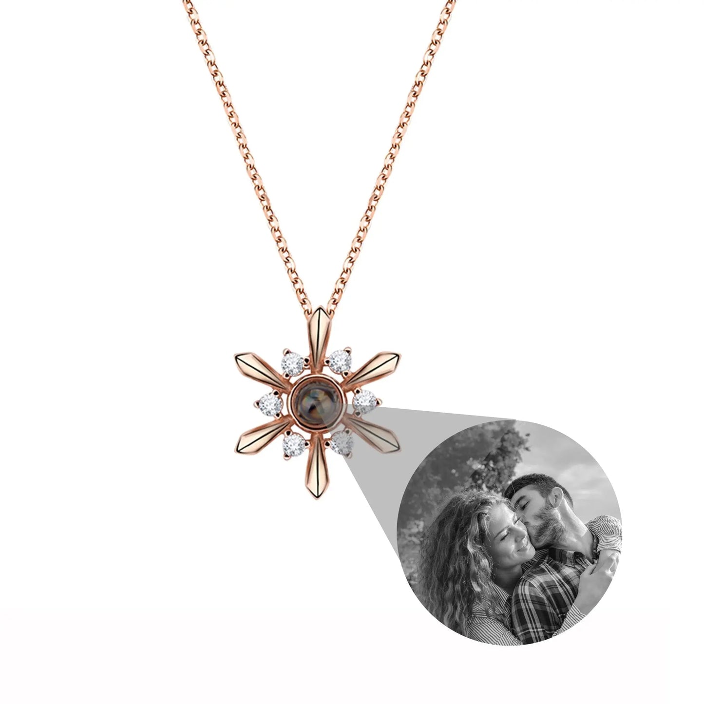 Snowflake Shaped Projection Necklace Photo Charming Jewelry Memorial Gifts - Blade & Thread