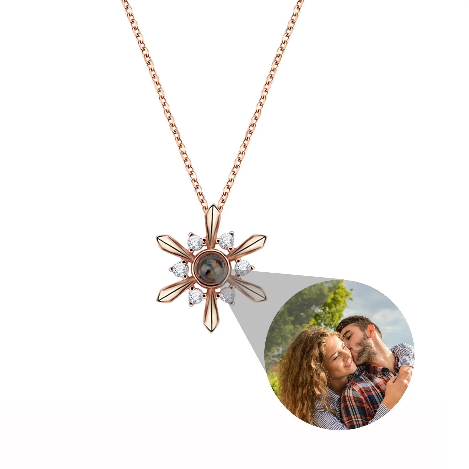 Snowflake Shaped Projection Necklace Photo Charming Jewelry Memorial Gifts - Blade & Thread