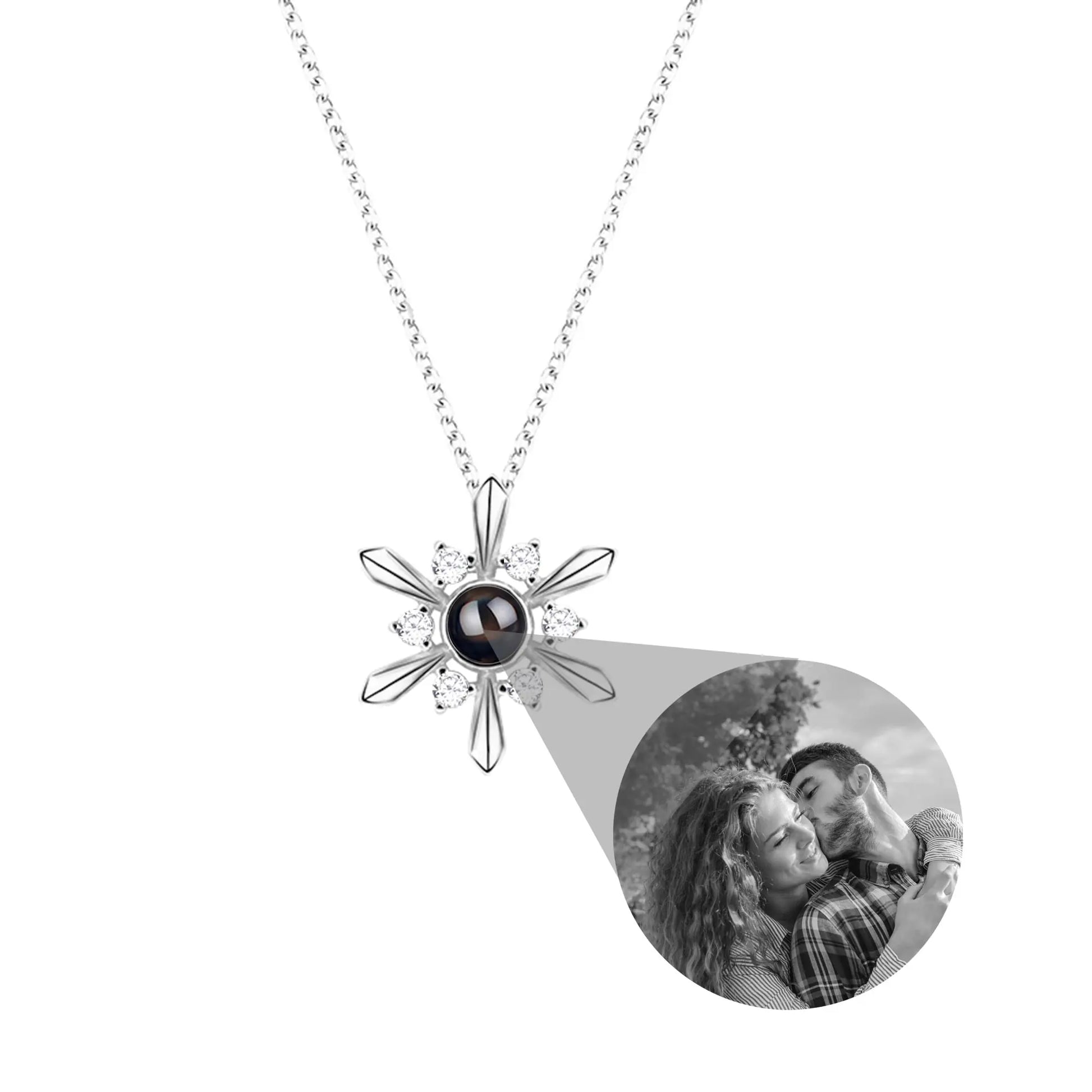 Snowflake Shaped Projection Necklace Photo Charming Jewelry Memorial Gifts - Blade & Thread