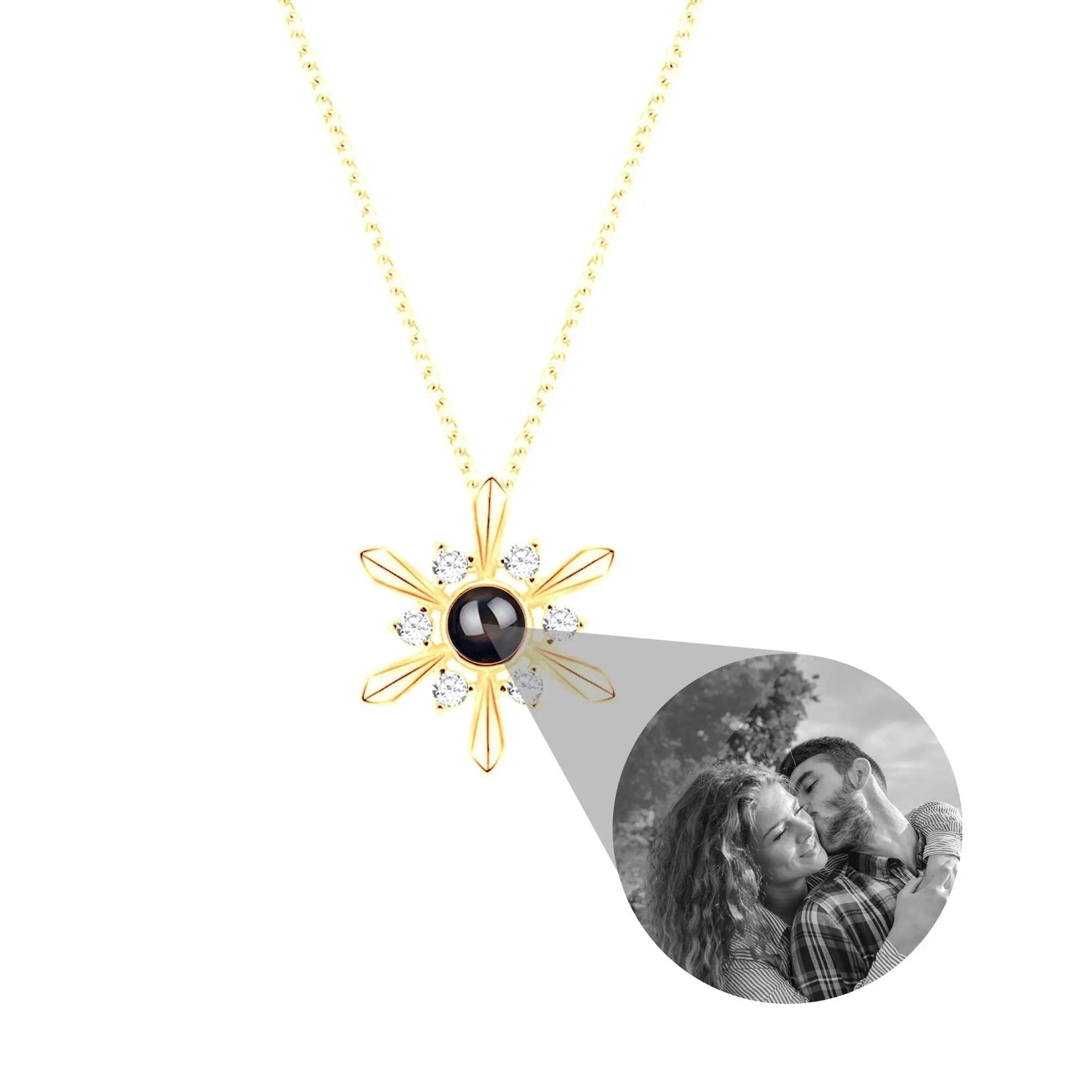 Snowflake Shaped Projection Necklace Photo Charming Jewelry Memorial Gifts - Blade & Thread