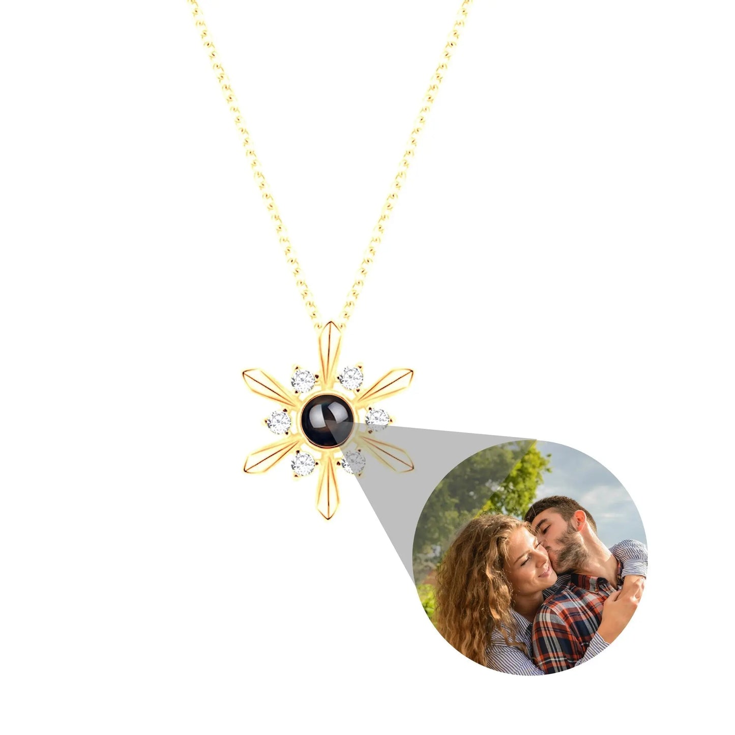 Snowflake Shaped Projection Necklace Photo Charming Jewelry Memorial Gifts - Blade & Thread