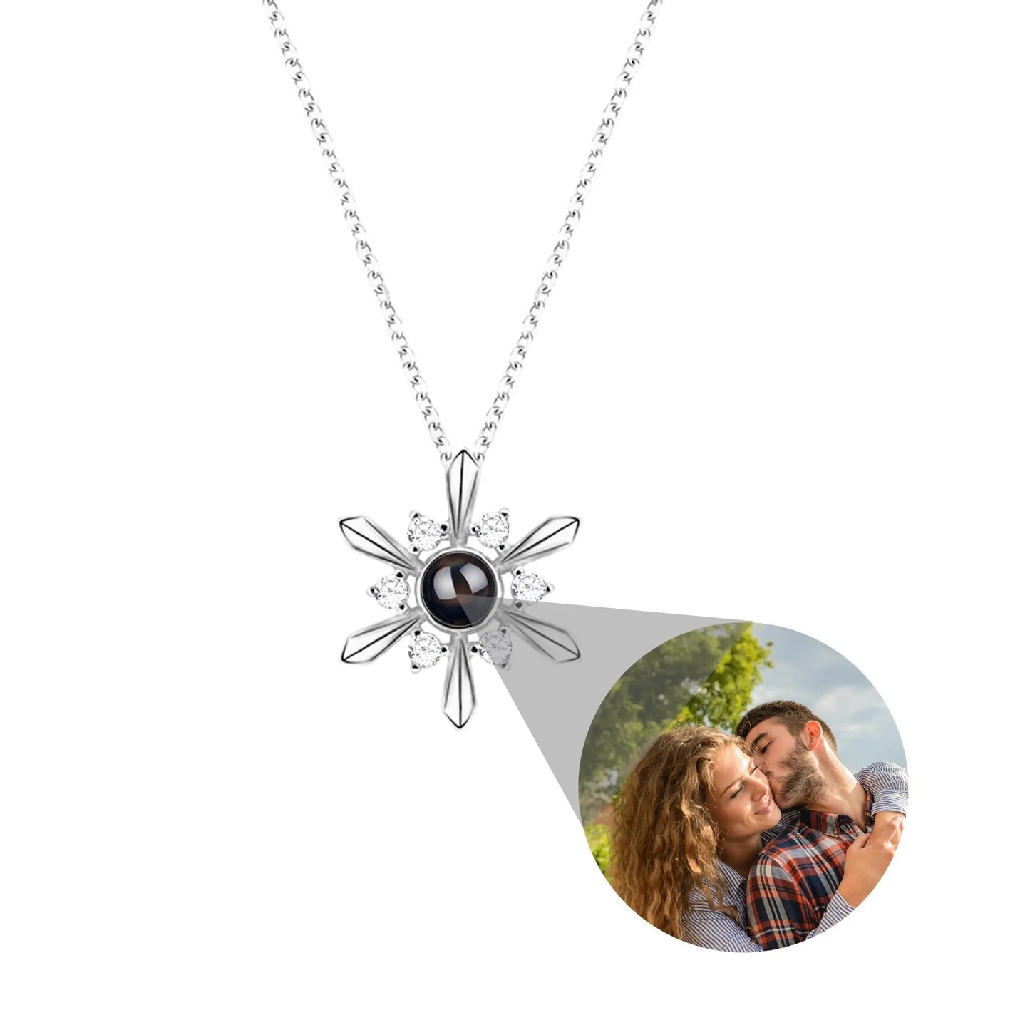 Snowflake Shaped Projection Necklace Photo Charming Jewelry Memorial Gifts - Blade & Thread
