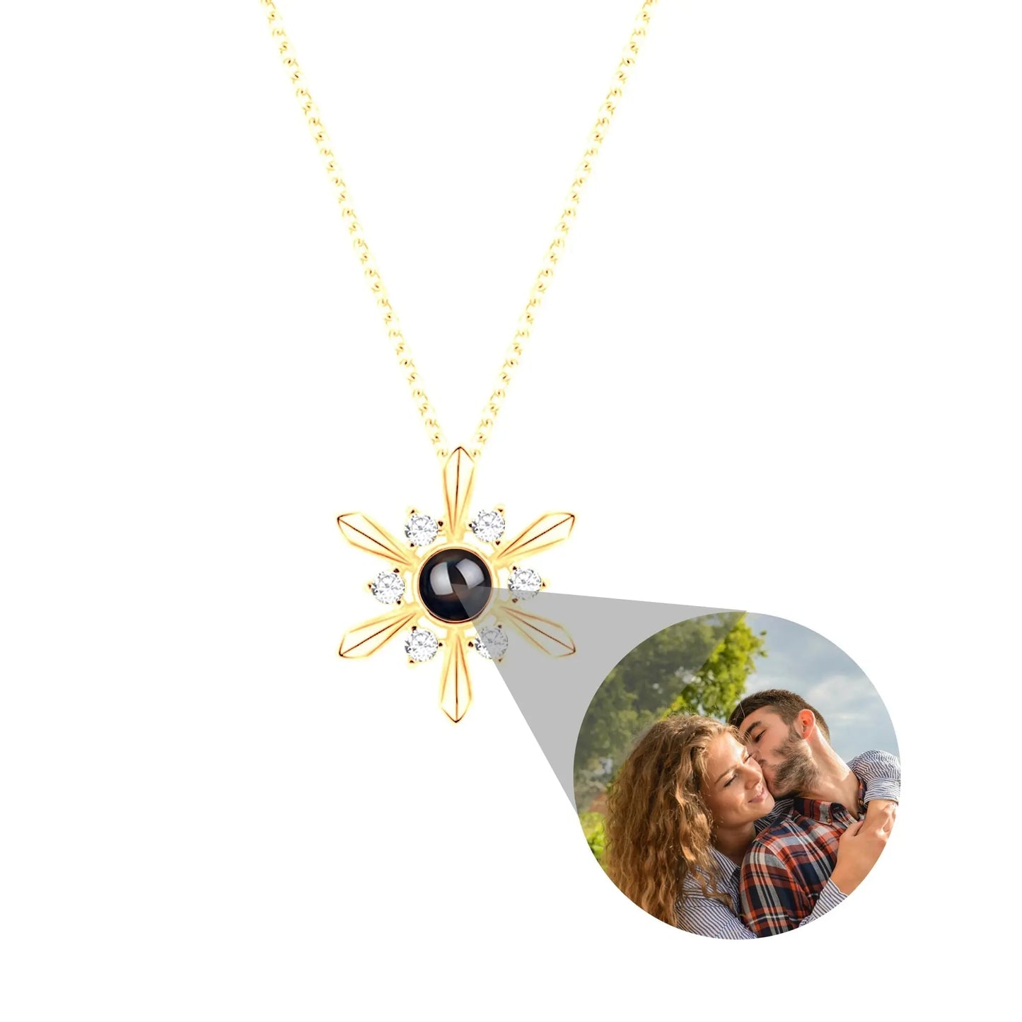 Snowflake Shaped Projection Necklace Photo Charming Jewelry Memorial Gifts - Blade & Thread