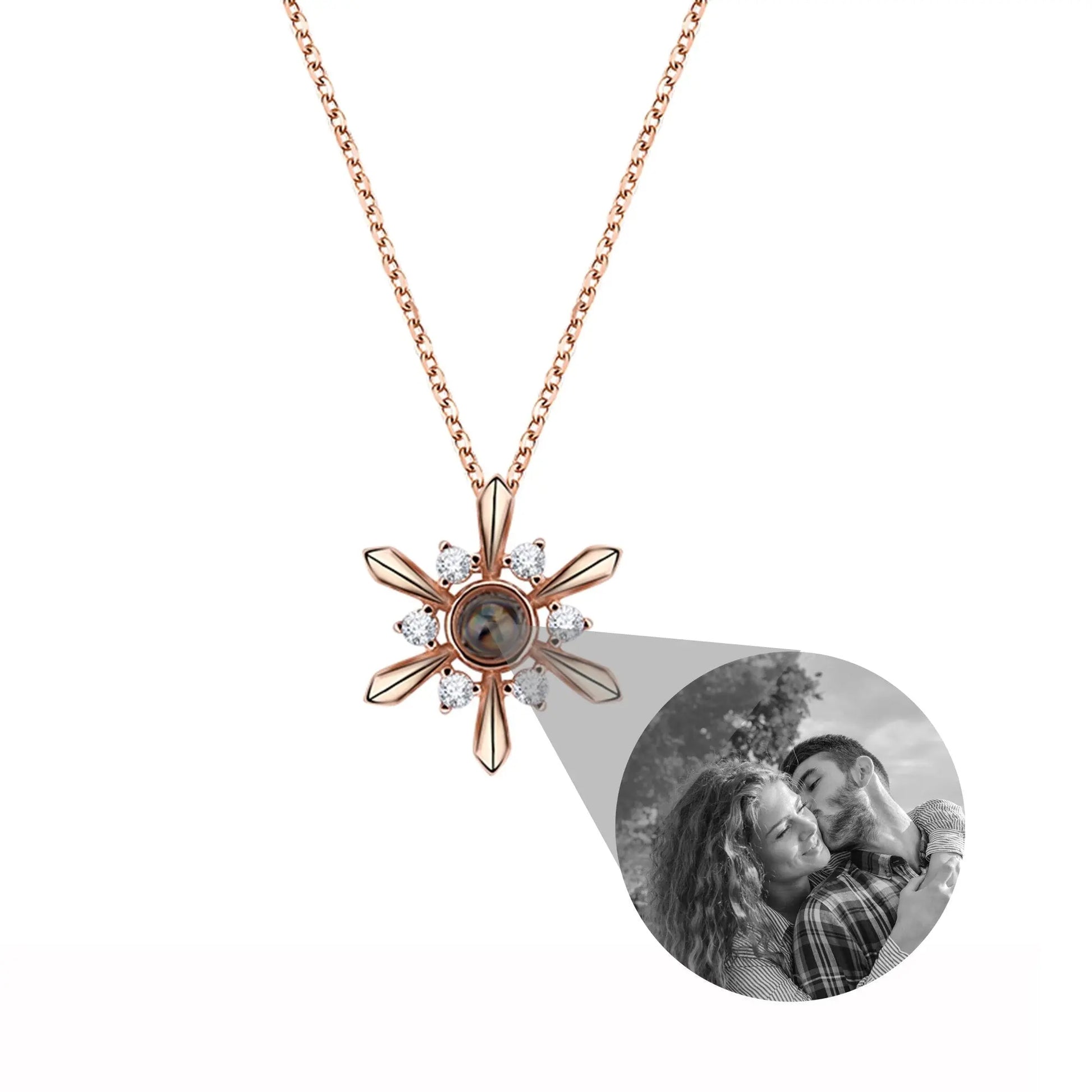 Snowflake Shaped Projection Necklace Photo Charming Jewelry Memorial Gifts - Blade & Thread