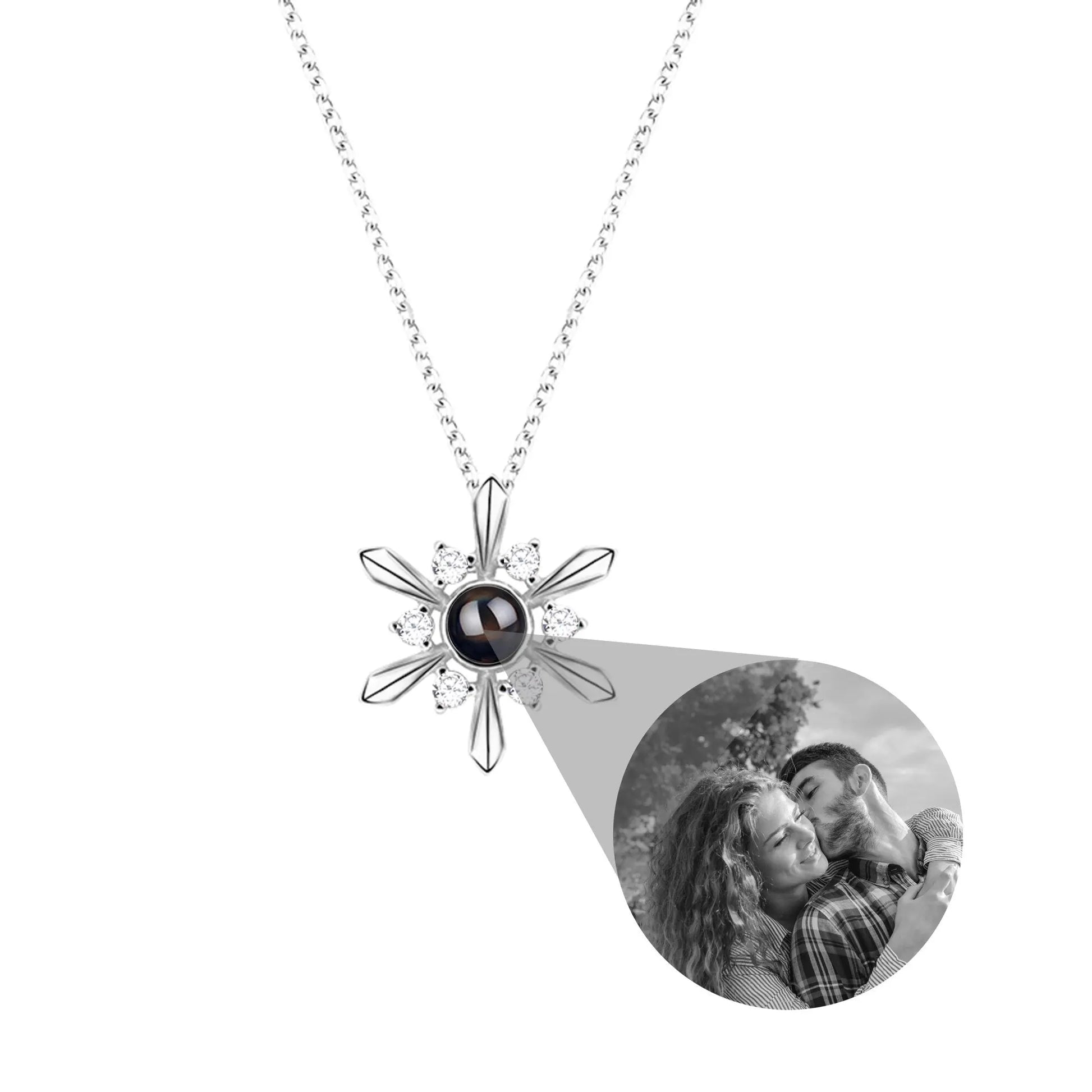 Snowflake Shaped Projection Necklace Photo Charming Jewelry Memorial Gifts - Blade & Thread