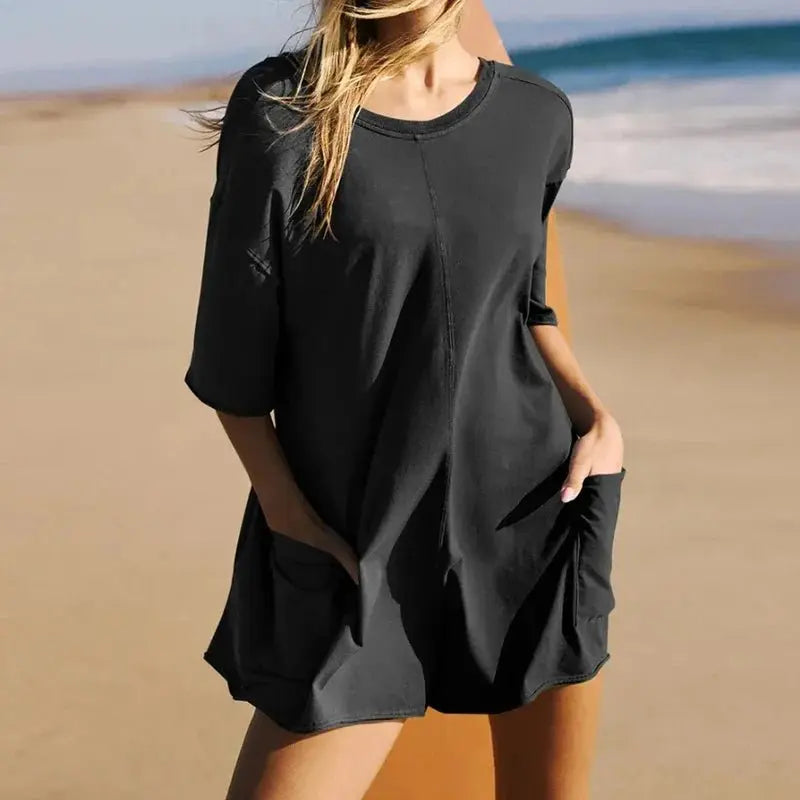 Solid Color Backless Wide-leg Tracksuit Streetwear Female Jumpsuits - Blade & Thread