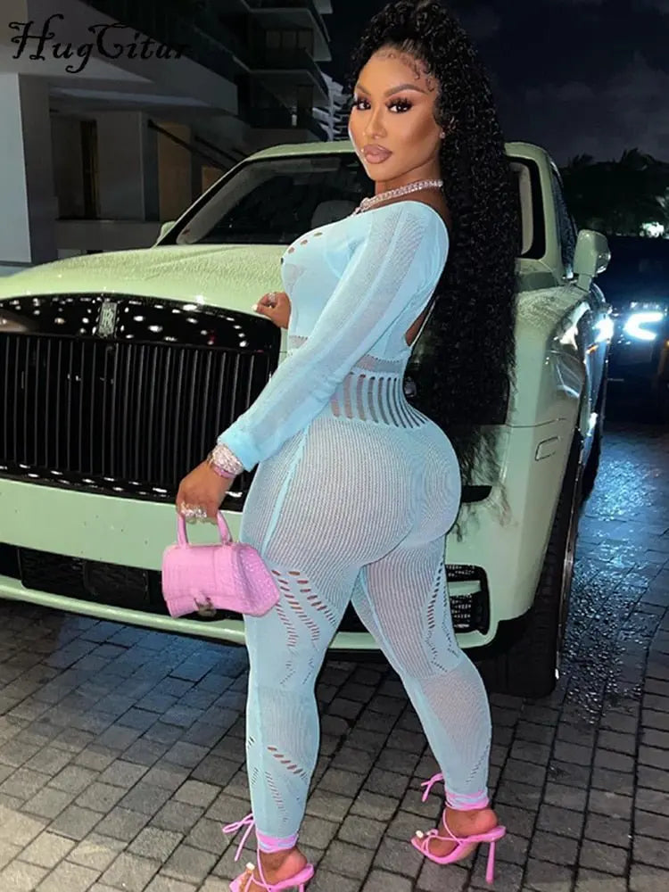 solid color Knitted Thin Long Sleeve Jumpsuit Romper - Blade & Thread