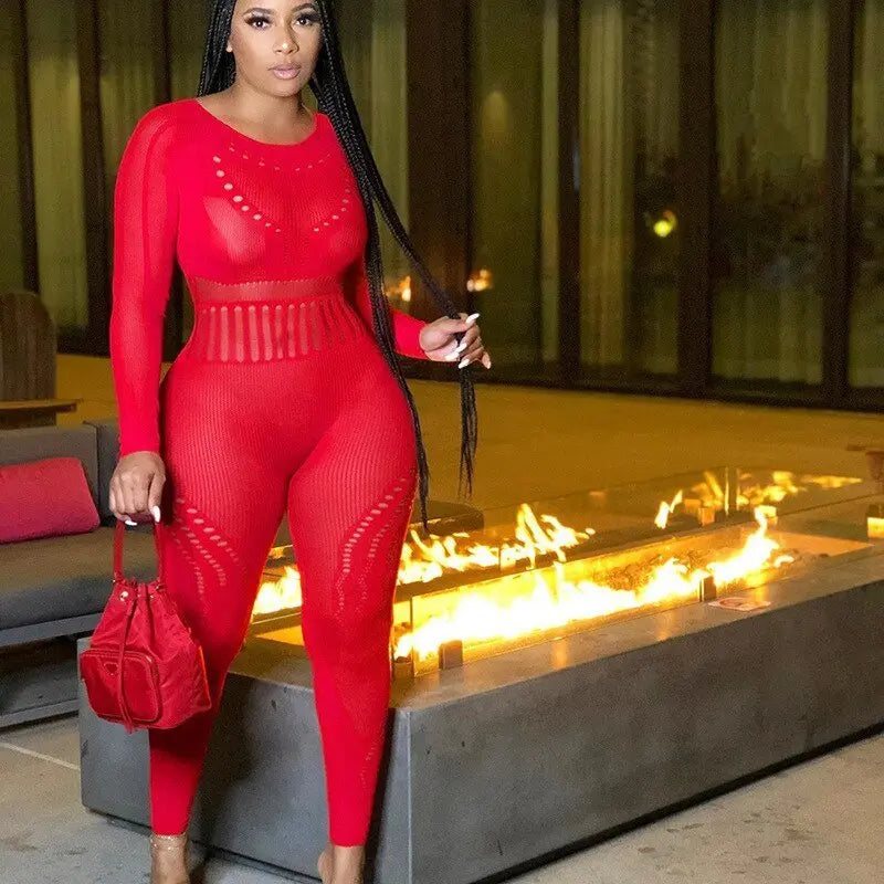 solid color Knitted Thin Long Sleeve Jumpsuit Romper - Blade & Thread