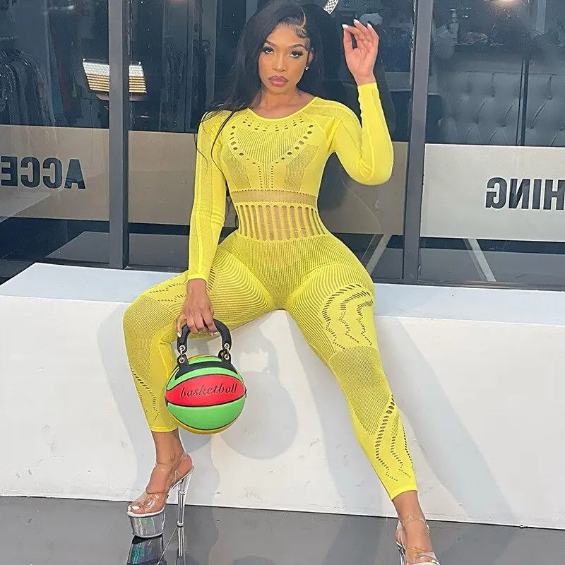 solid color Knitted Thin Long Sleeve Jumpsuit Romper - Blade & Thread